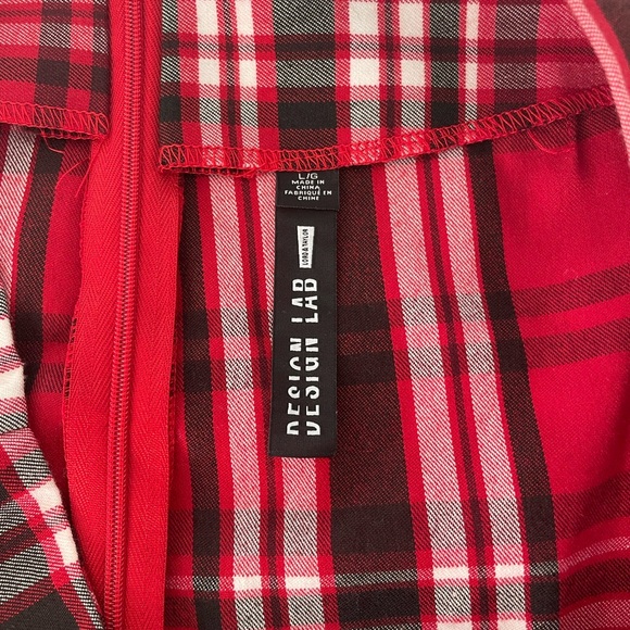 Red plaid mini pencil skirt size large - Picture 3 of 3
